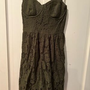 Abercrombie Olive Laced Mini Dress (stretchy back)